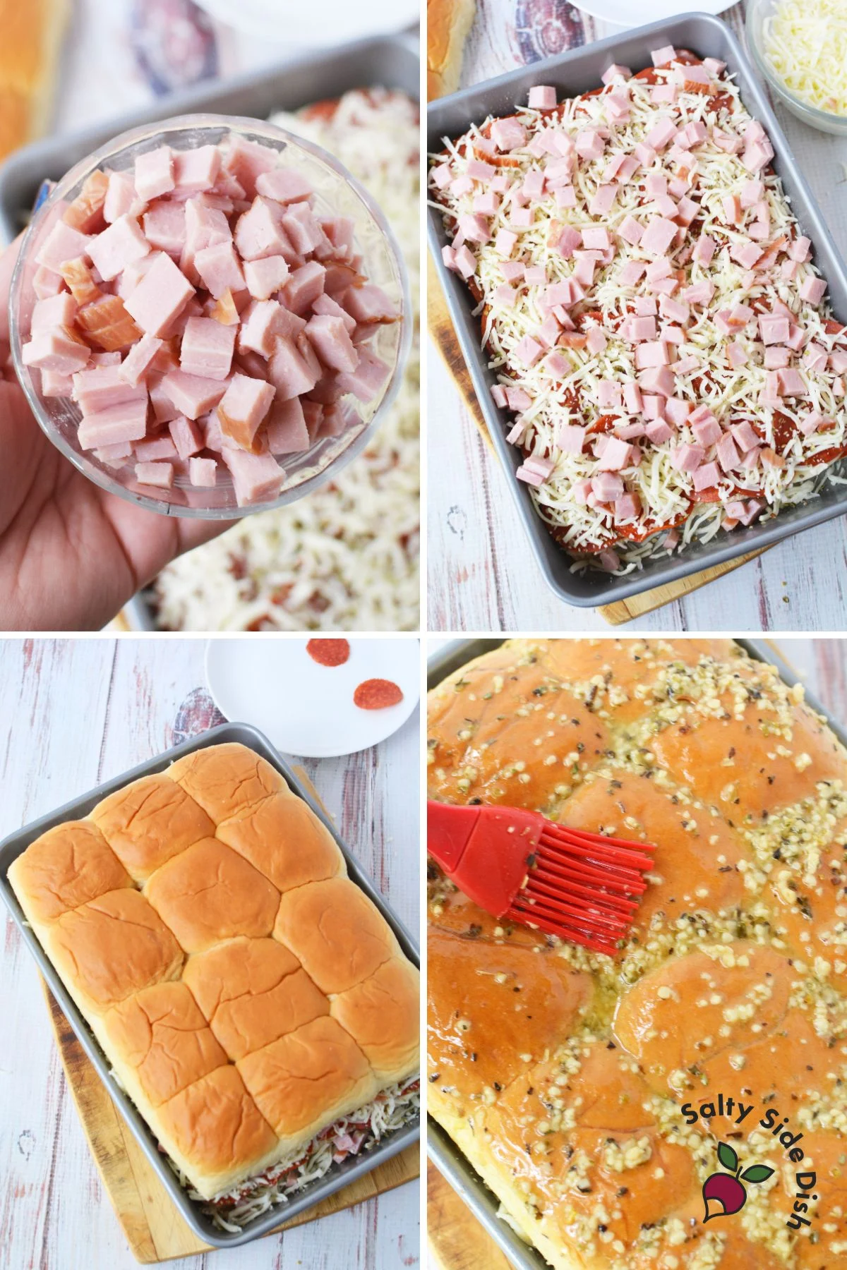 Hawaiian roll pizza sliders.