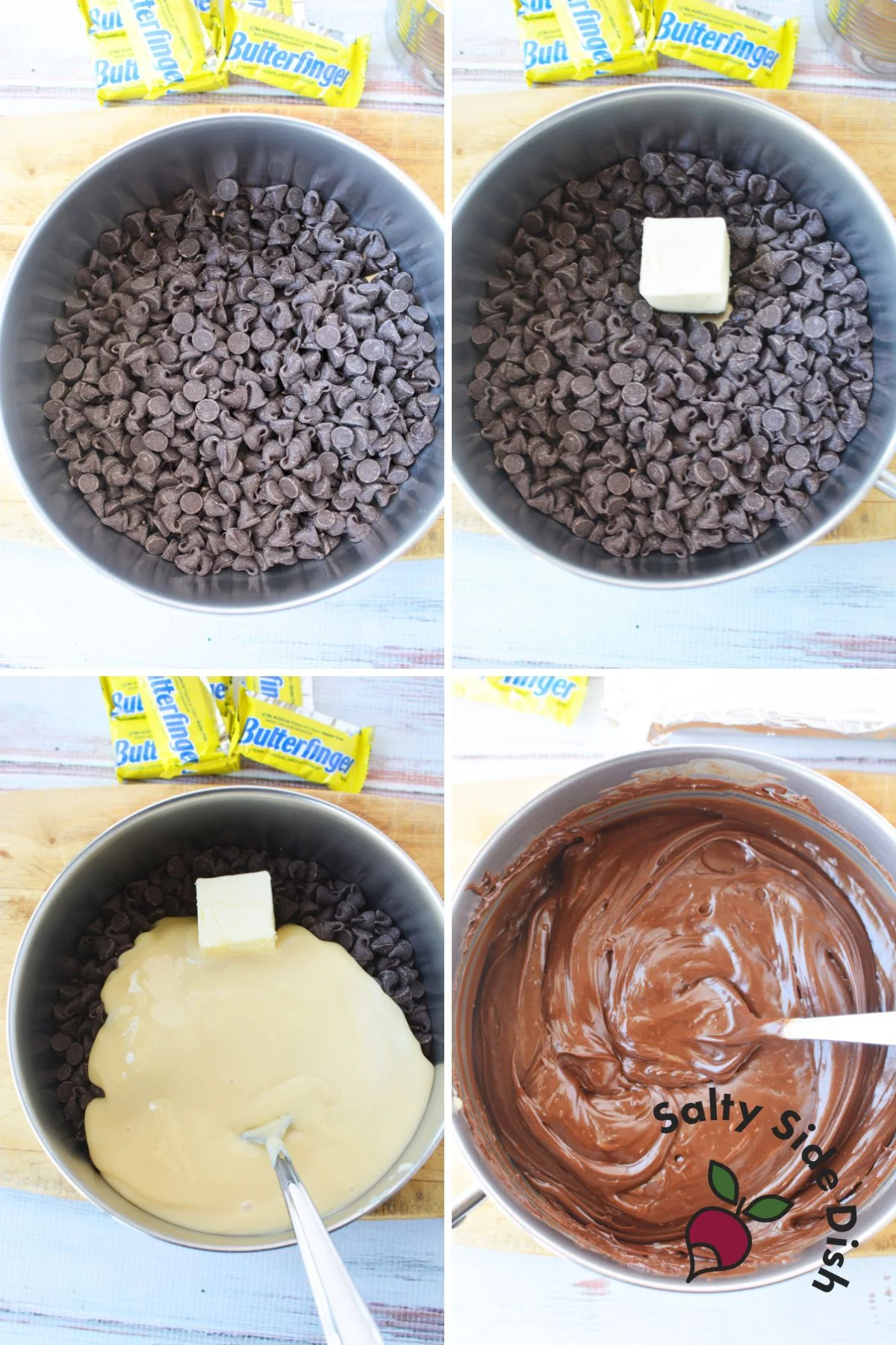 adding ingredients to a saucepan.