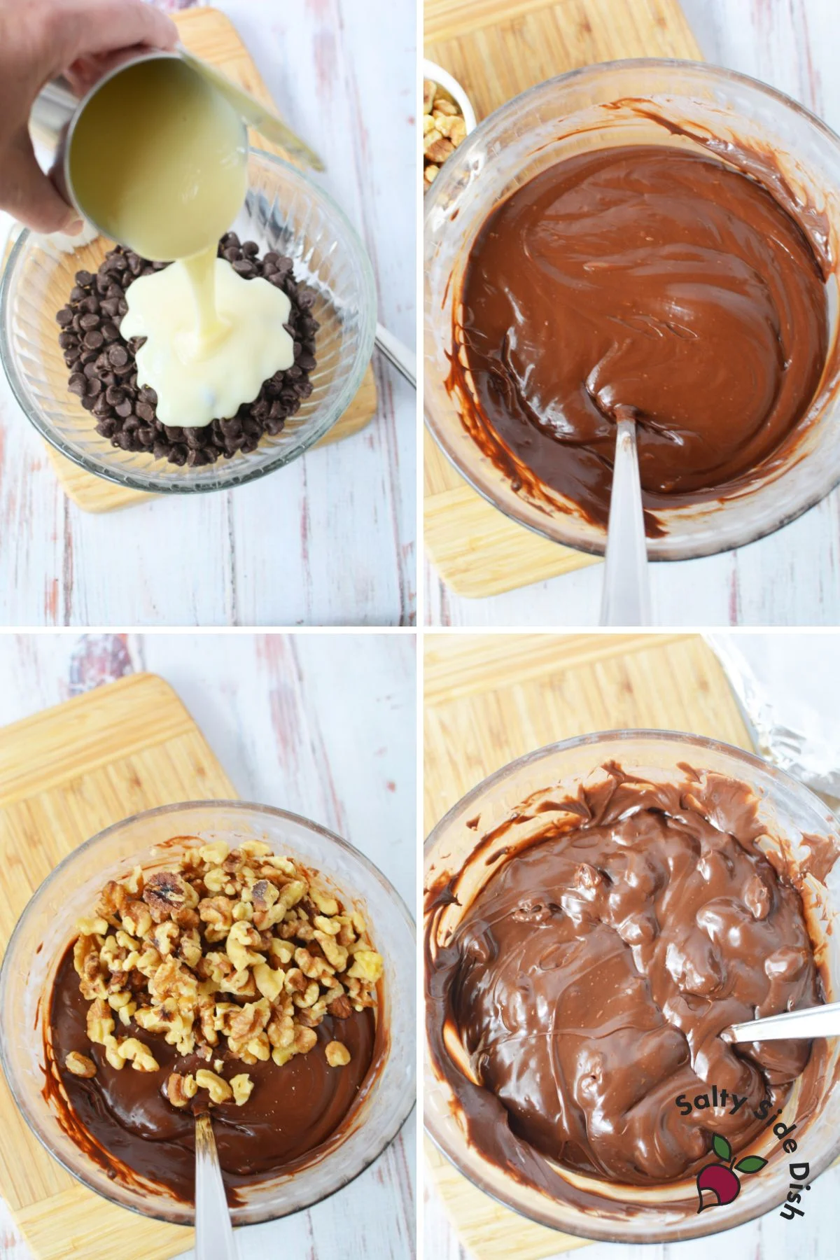 mixing all fudge ingredients.