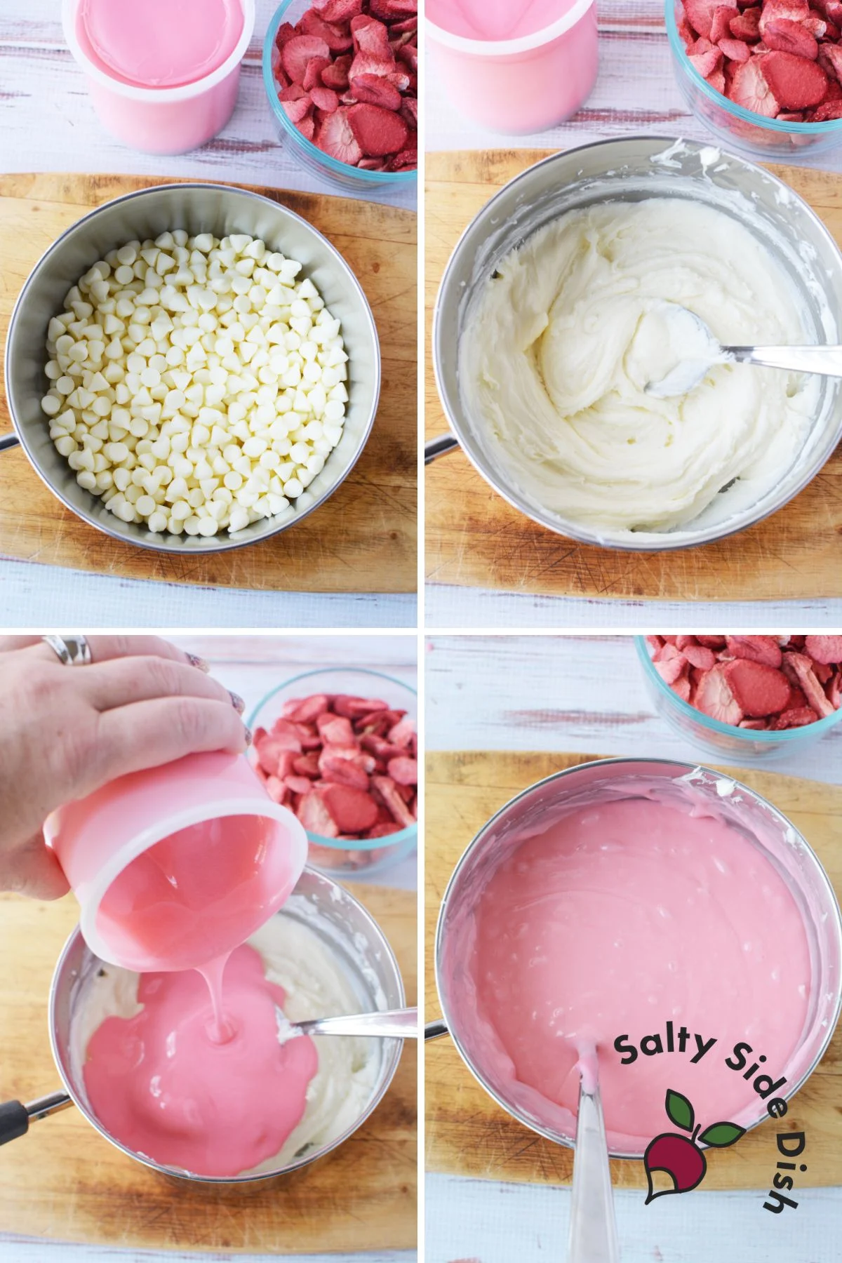 white chocolate chips and frosting make fudge.