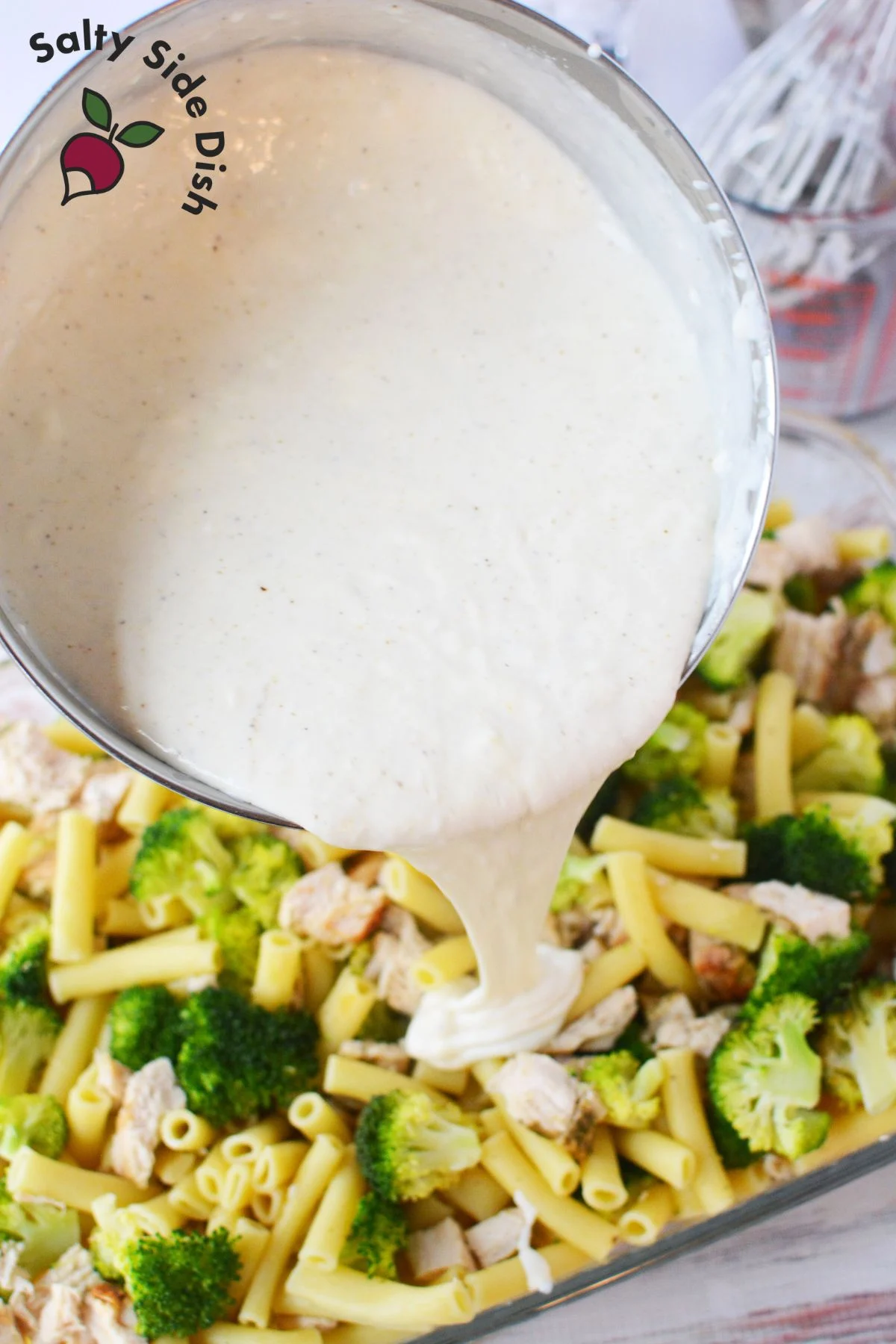 pour alfredo over casserole.