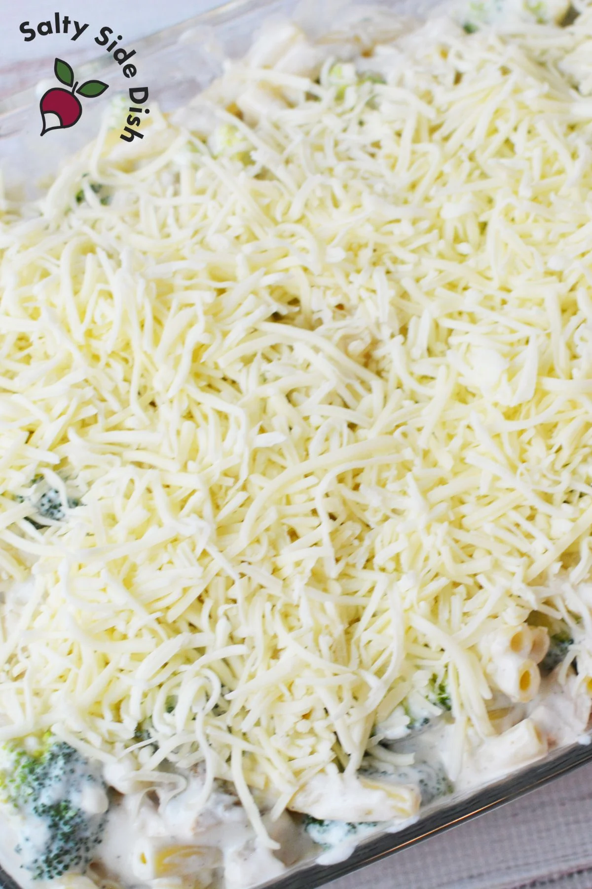 mozzarella cheese on casserole.