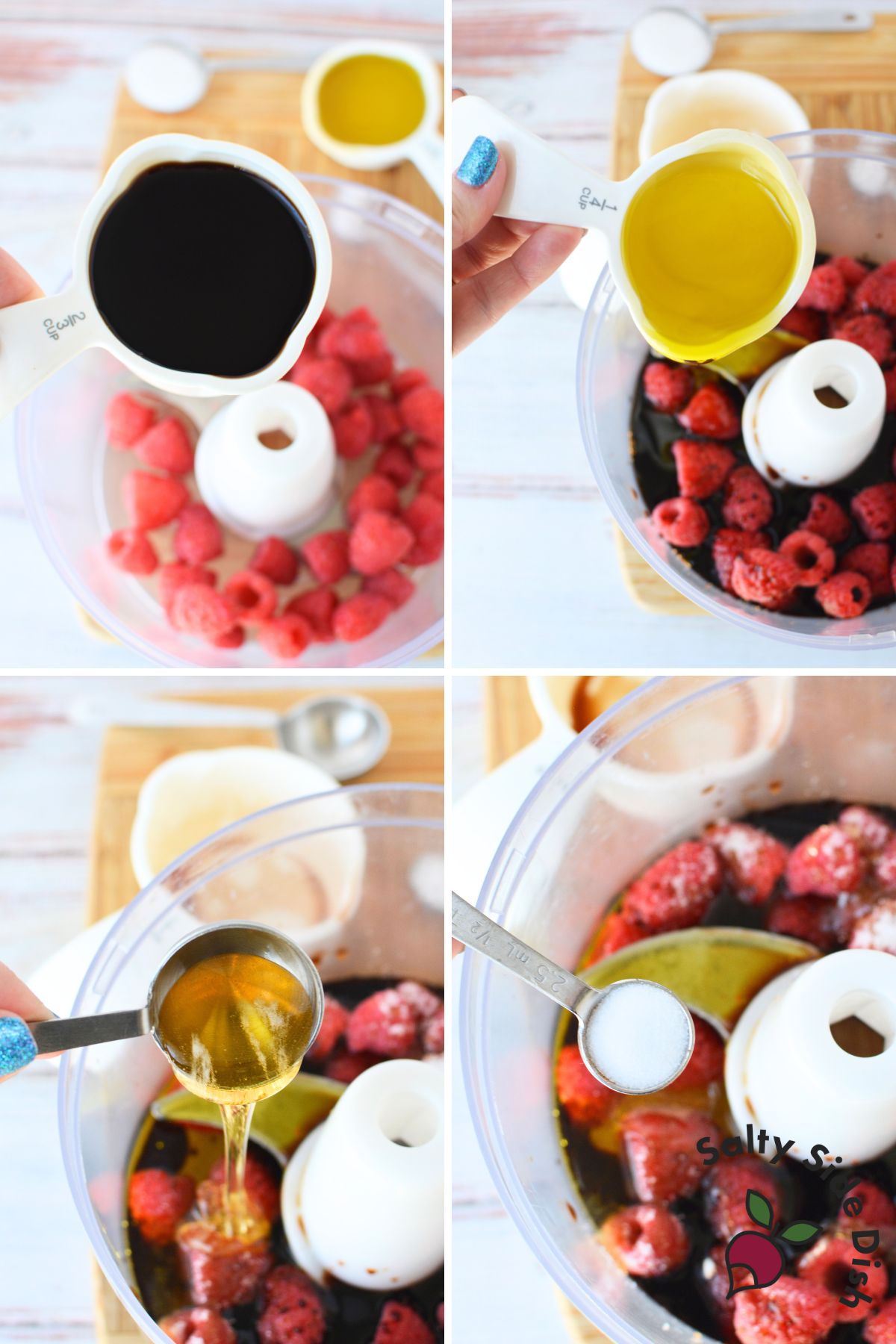 mixing all ingredients in a food processor.