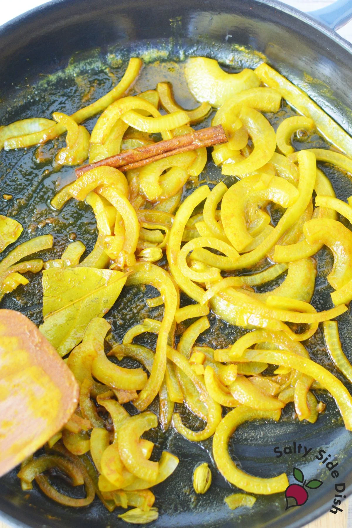 sliced onions with the seasonings.