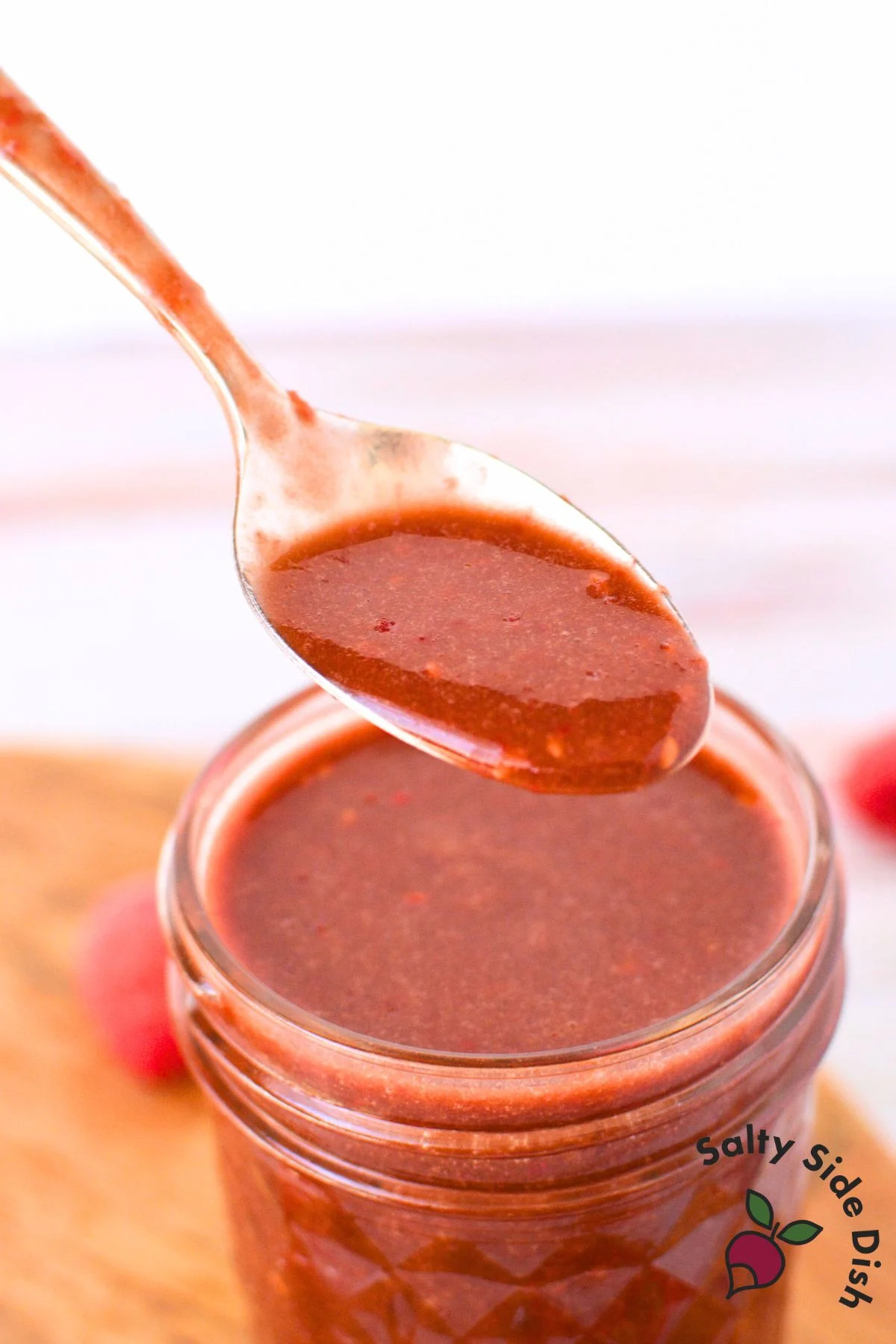 spoonful of raspberry dressing.