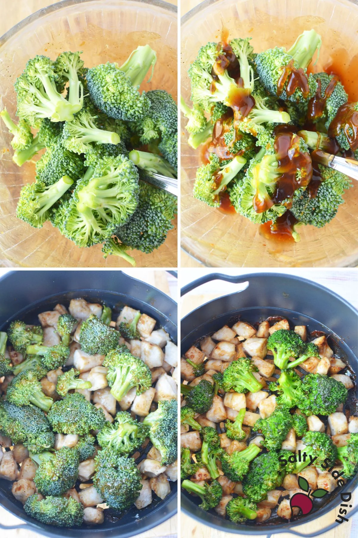 broccoli added to air fryer basket.