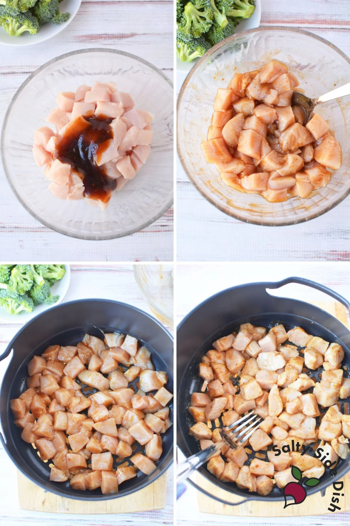 teriyaki sauce in chicken pieces.