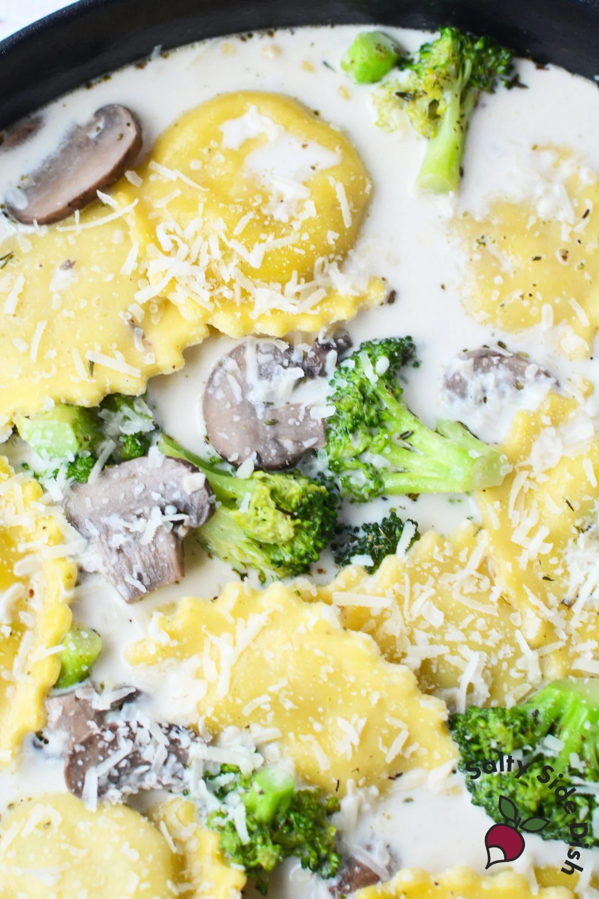 Creamy Broccoli and Mushroom Ravioli