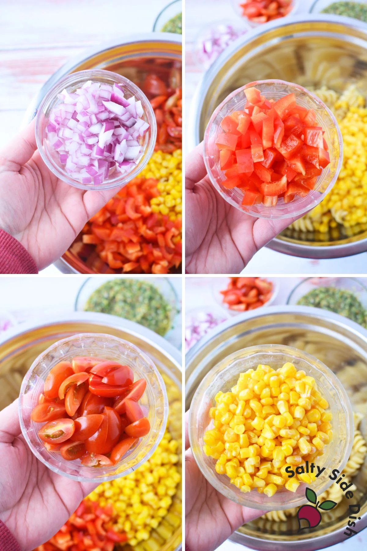 adding all ingredients in separate bowls.