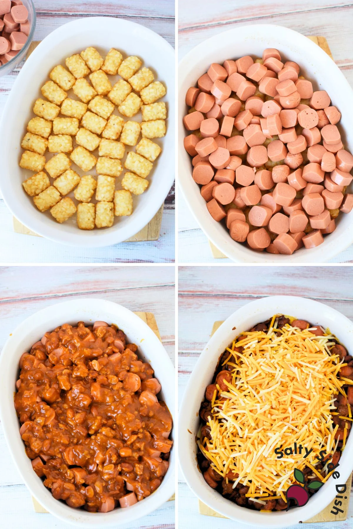 collage on how to layer casserole.