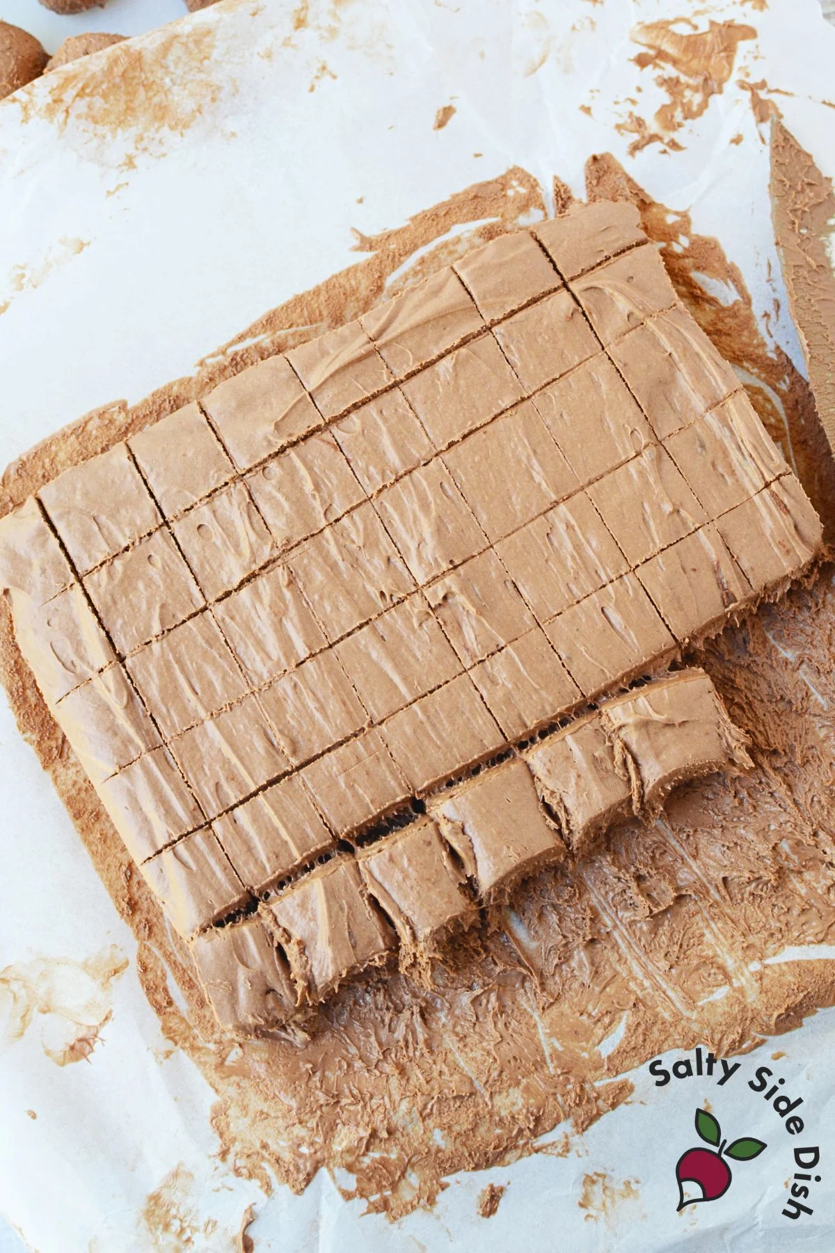 homemade 3 Musketeers candy dupe cut into squares for holiday candy trays and Christmas gifting