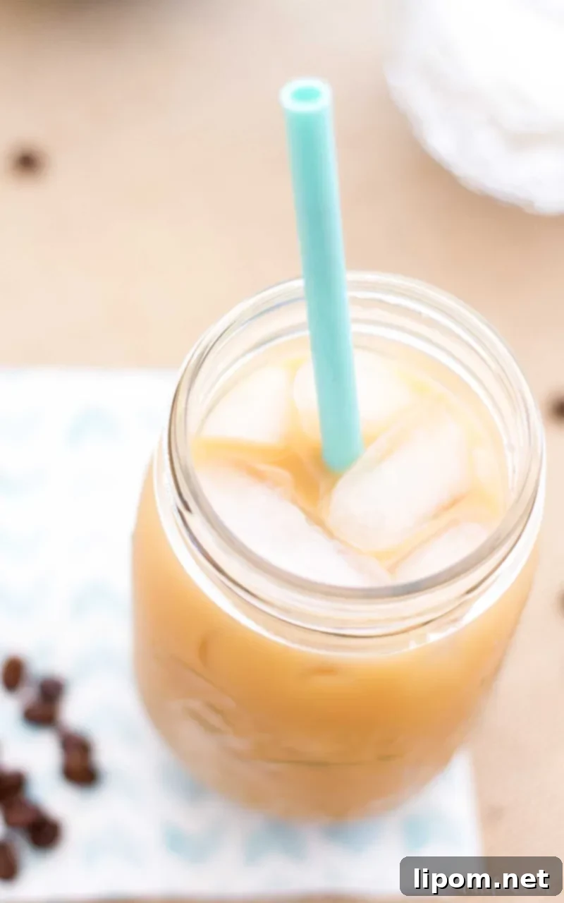 up close shot of homemade iced coffee
