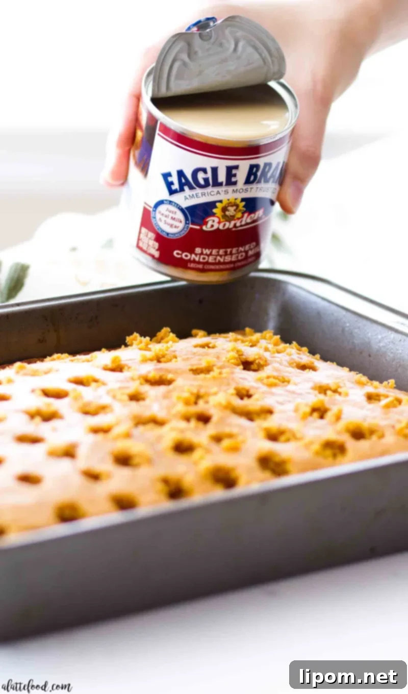 pumpkin poke cake with sweetened condensed milk