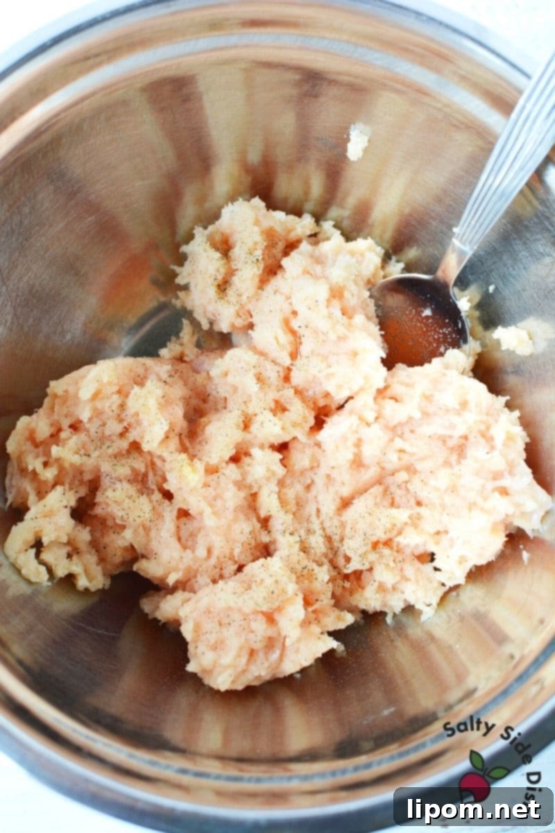 Prepping Chicken for TikTok McDonald's Chicken Nuggets Recipe Finely ground fresh chicken breast, ready for shaping into nuggets