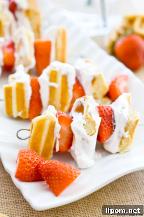 Cloud-Like Honey Banana Pancakes 11 Strawberry waffle skewers, a fun and easy breakfast idea