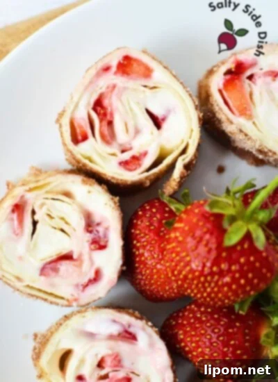 Luscious Strawberry Dip 7 Cream cheese pinwheels with strawberries, a delightful and easy party appetizer recipe.