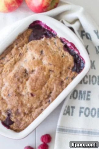 Rustic Apple Berry Cobbler 6 Close-up of a perfectly baked Apple Berry Cobbler