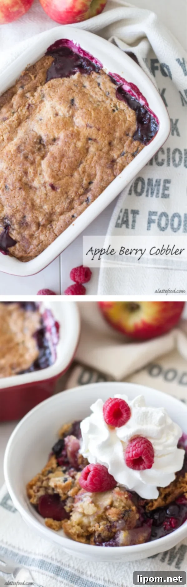 Rustic Apple Berry Cobbler 7 A large serving of homemade apple berry cobbler, ready to be enjoyed