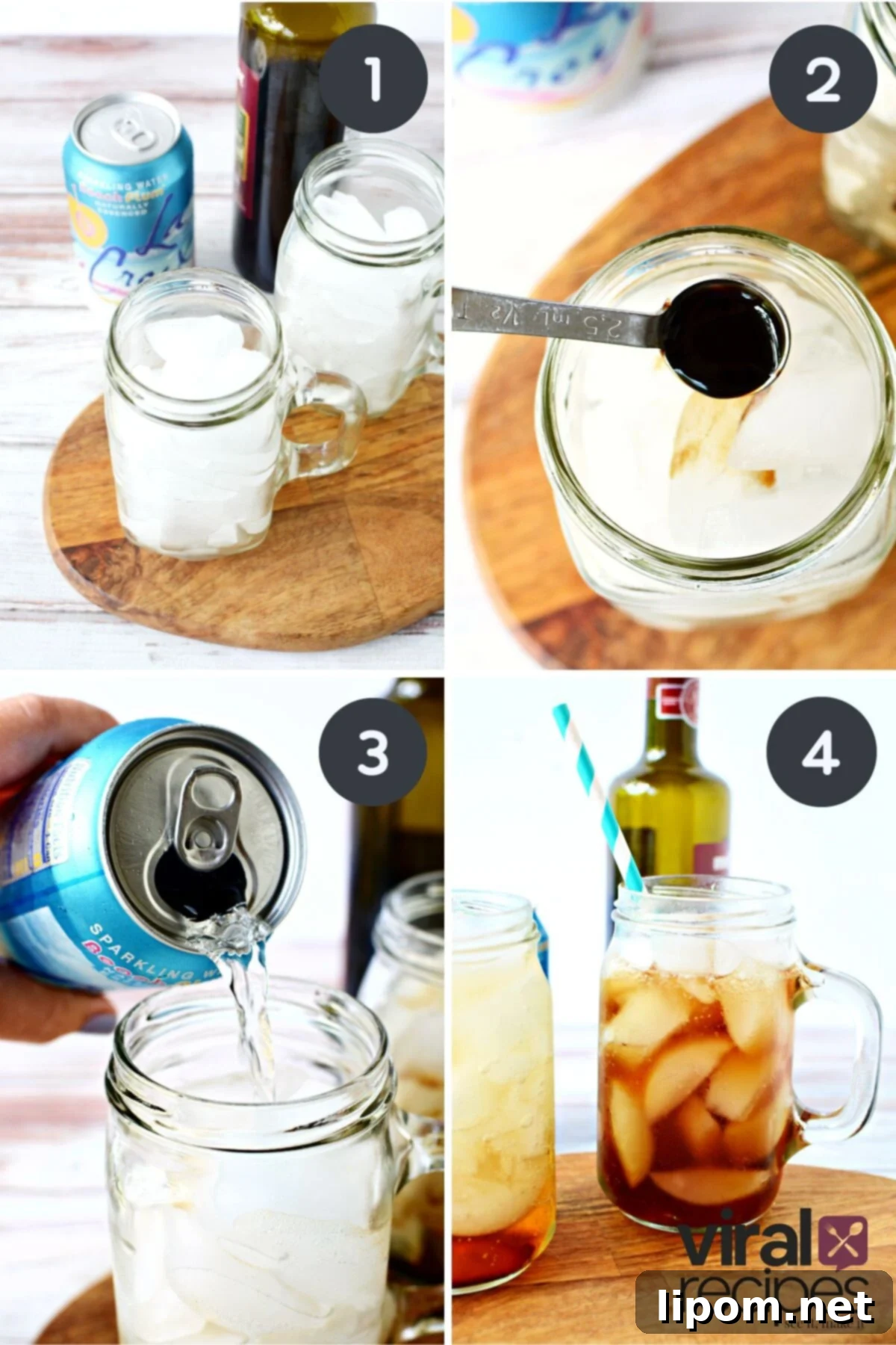 Balsamic Cola 4 How to make TikTok's healthy coke with carbonated water and balsamic, showing the mixing process.