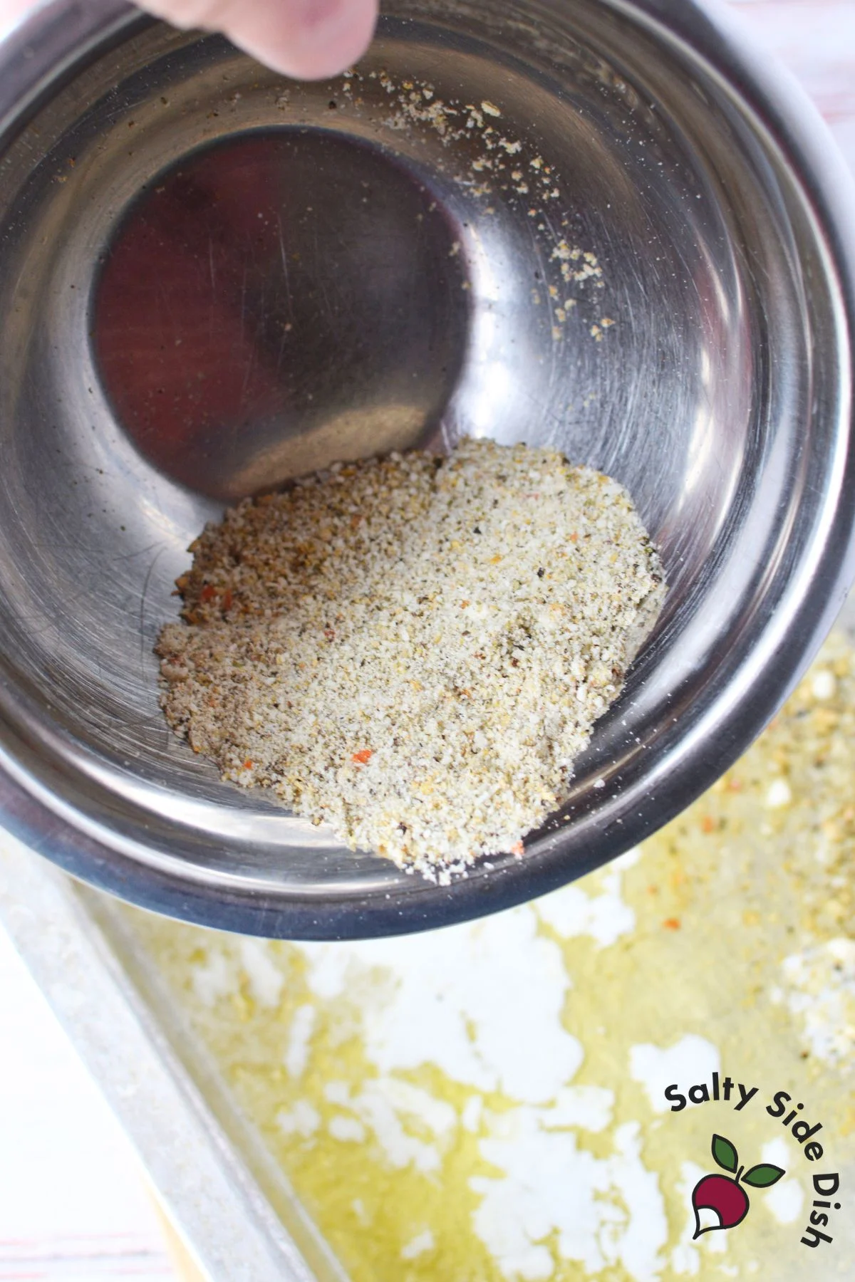 Parmesan cheese mixed with herb seasoning, salt, and pepper for butter roasted zucchini